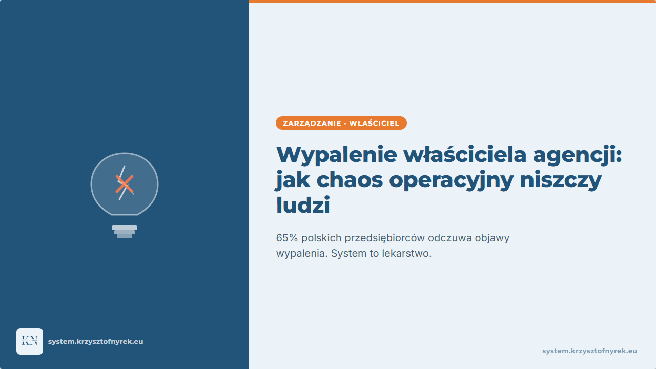 Wypalenie zawodowe właściciela agencji: jak chaos operacyjny niszczy ludzi (i jak to naprawić)